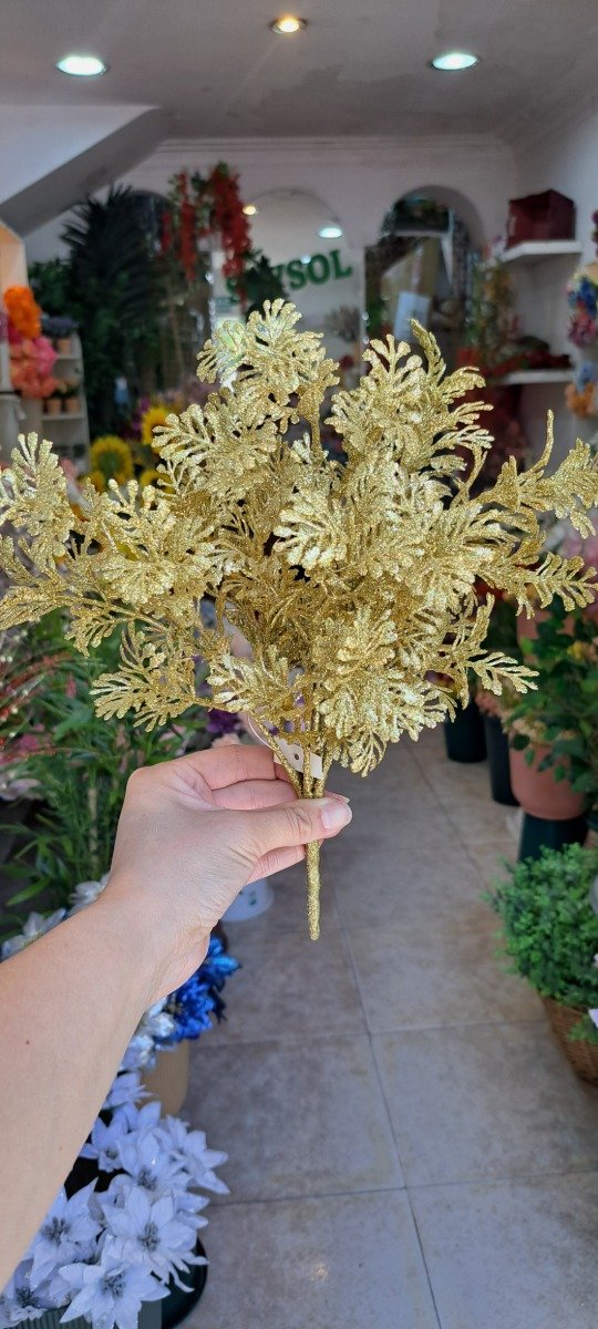 Producto - RAMO DE HOJITAS CON BRILLO