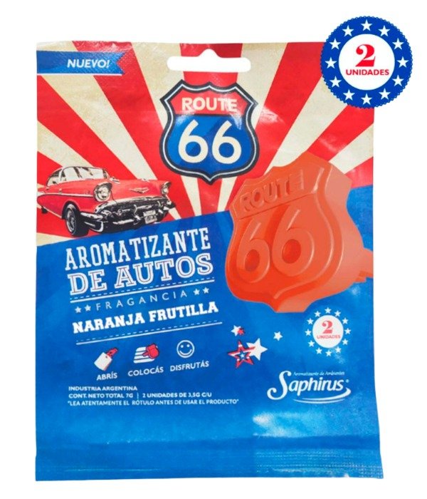 Producto - Aromatizante de Autos Saphirus Route 66 - Naranja Frutilla