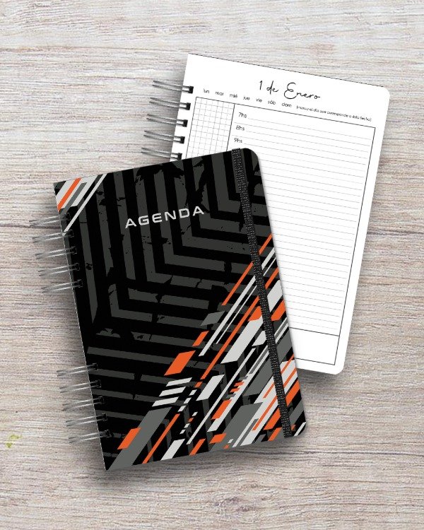 Producto - Agenda Perpetua A5 - 1 día por página - dis. flechas naranja