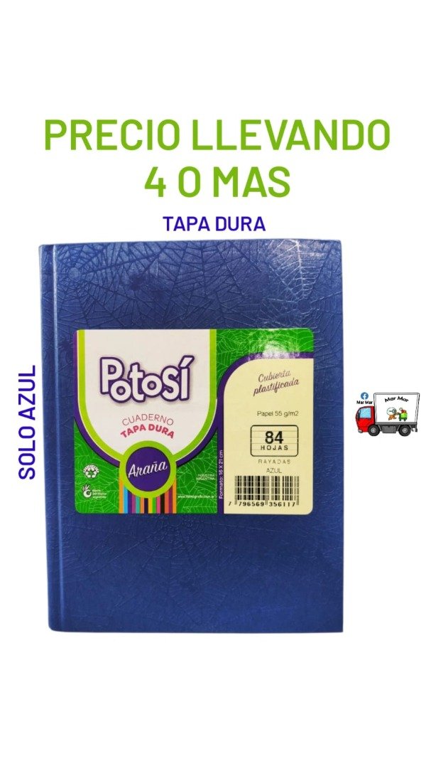Producto - Cuaderno Potosí x84 hojas tapa dura (cantidad)
