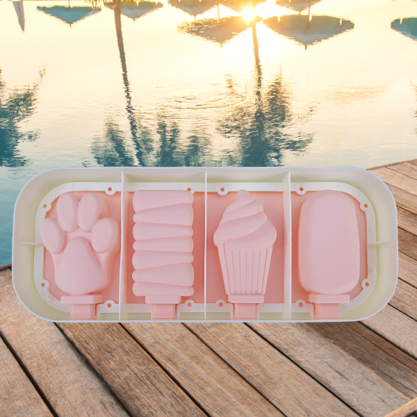Producto - Molde de silicona con tapa para helados Paletas x 4