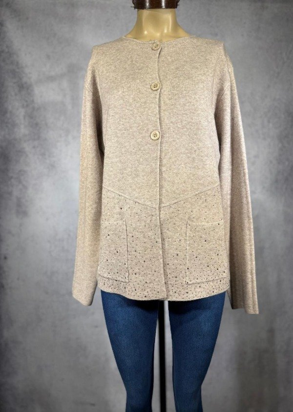 Producto - CARDIGAN SIMIL PAÑO CON STRASS