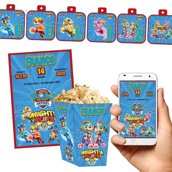 Producto - Kit Imprimible Paw Patrol Patrulla Canina Mighty Pups Editable