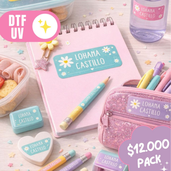 Producto - Etiquetas Escolares Personalizadas Dtf Uv Pack 39