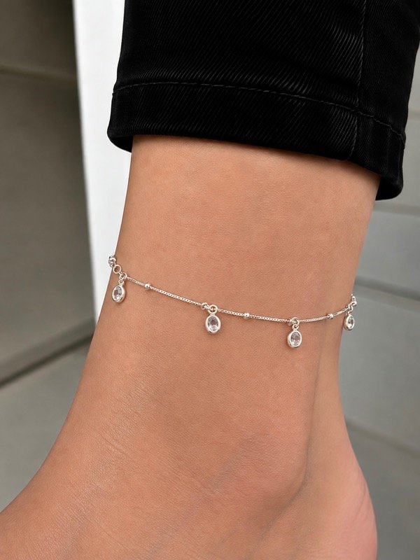Producto - Tobillera con dijes cubic redondos plata 925