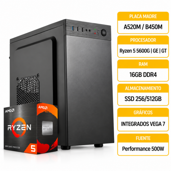 Producto - PC GAMER STARTER AMD RYZEN 5 5600G 16GB 256GB/512GB