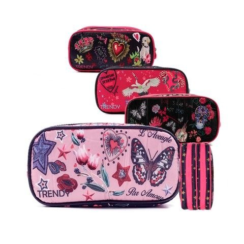 Producto - CARTUCHERA 2 CIERRES RECTANGULAR GIRL 21X11CM FUCSIA TRENDY