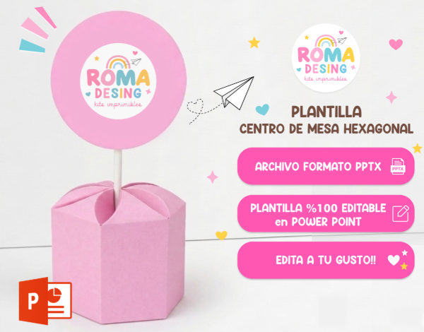 Producto - PLANTILLA CENTRO DE MESA HEXAGONAL EDITABLE POWER POINT
