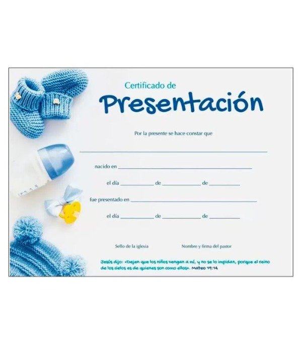 Producto - CERTIFICADO DE PRESENTACIÓN AZUL X20