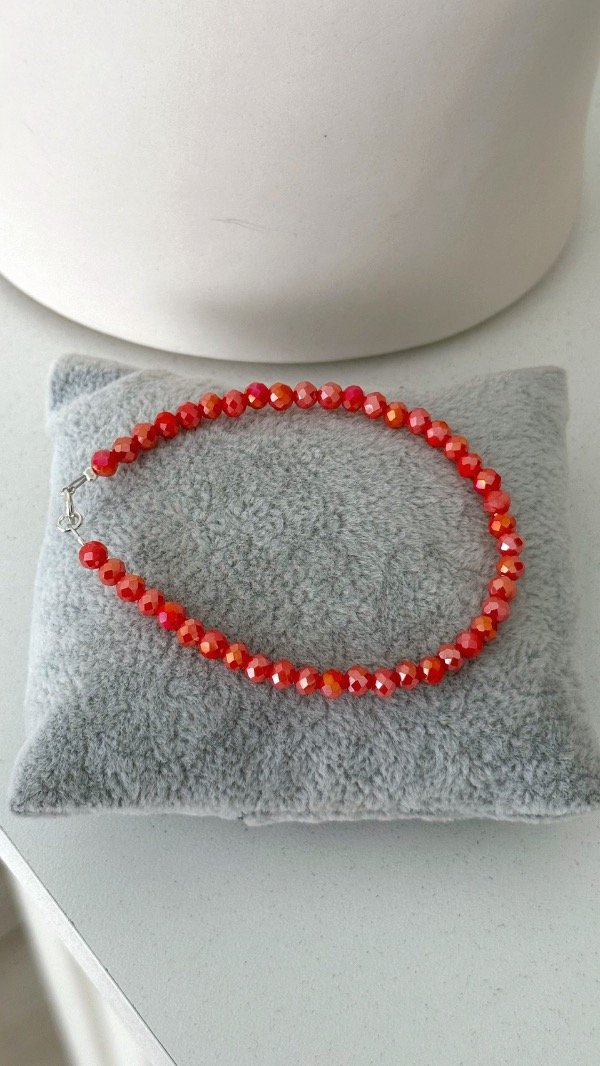 Producto - Pulsera cristal de roca rojo anaranjado P925