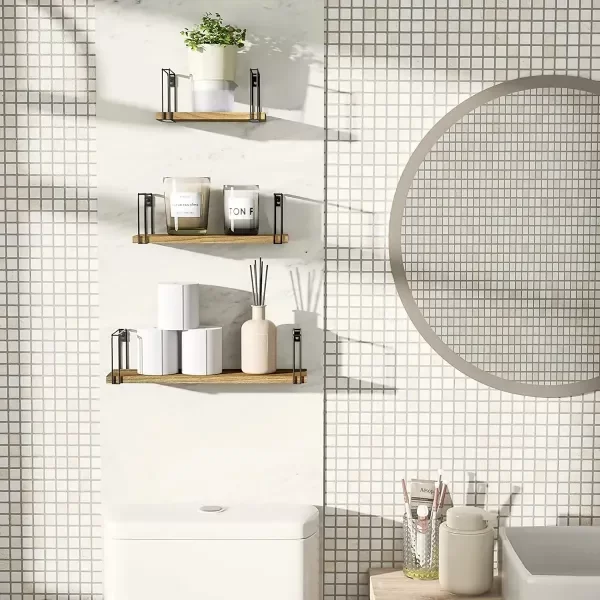 Producto - Estante Repisa 3 Niveles De Madera Y Hierro 43 A 23cm Negro