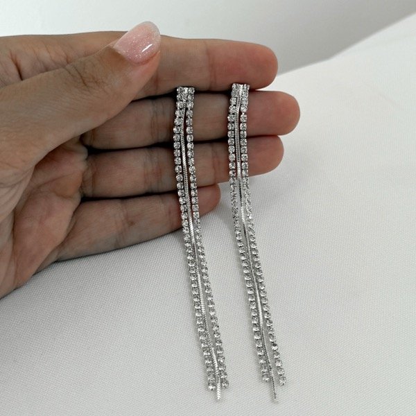 Producto - Aros strass combinado plateado