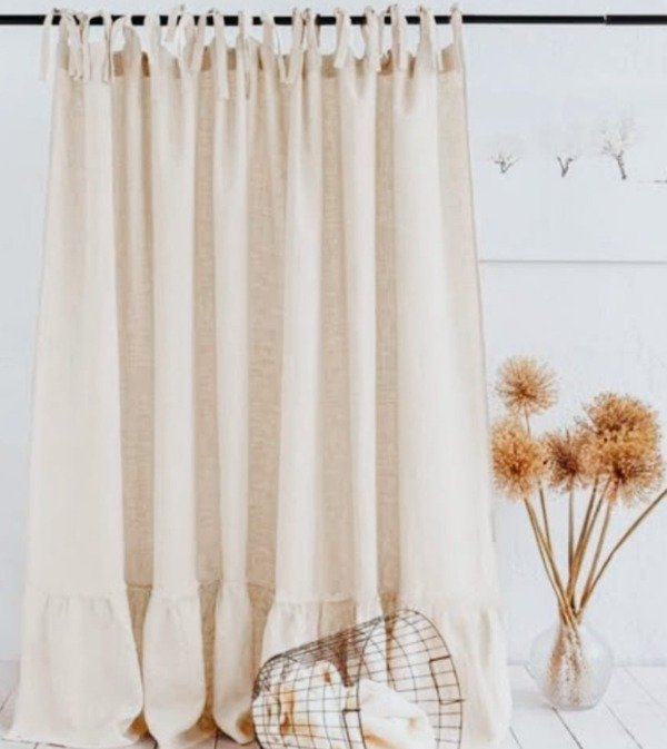 Producto - Cortina Tusor con Volados Crudo