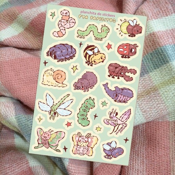 Producto - planchita de stickers "bichitos"