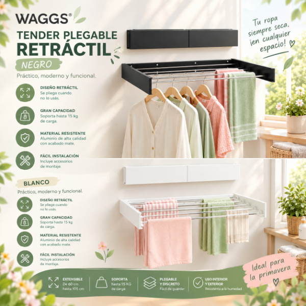 Producto - TENDER PLEGABLE WAGGS RETRÁCTIL BLANCO