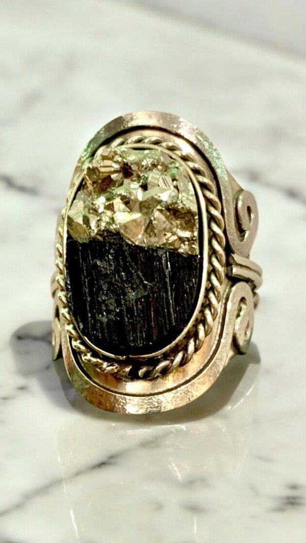 Producto - ANILLO DE PIRITA CON TURMALINA