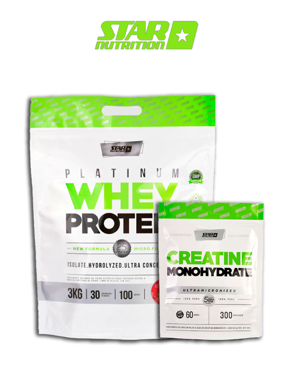 Producto - COMBO #18 - PLATINUM WHEY PROTEIN x3kgs + CREATINA x300 gramos - STAR NUTRITION