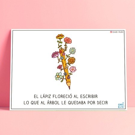 Producto - STICKER 57 : EL LÁPIZ FLORECIÓ AL ESCRIBIR LO QUE AL ÁRBOL LE QUEDABA POR DECIR