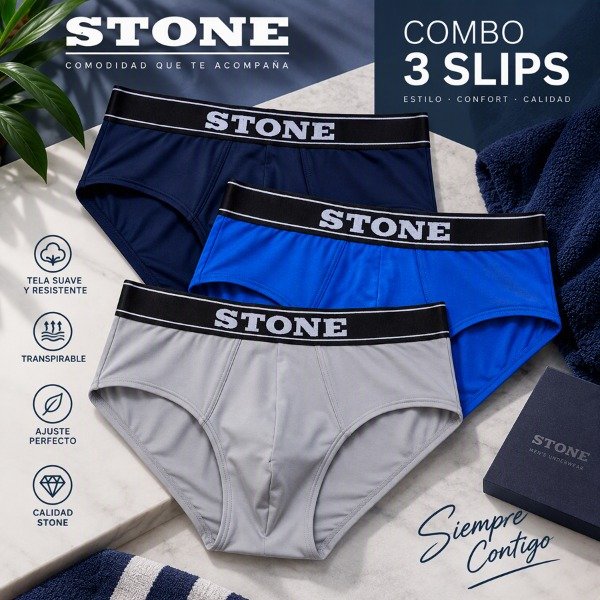 Producto - pack x 3 Slip de Algodón con Elastano