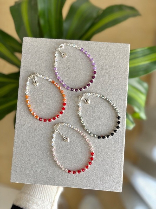 Producto - Pulseras Amuletos Cristal Vidrio Degradé Corazón Colgante