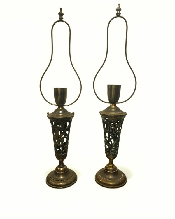 Producto - Par De Lamparas De Pie Art Nouveau De Bronce