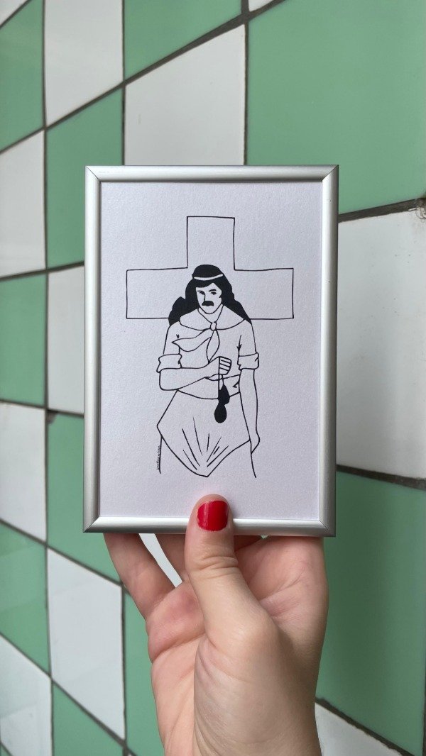 Producto - gauchito gil + marco plateado mini