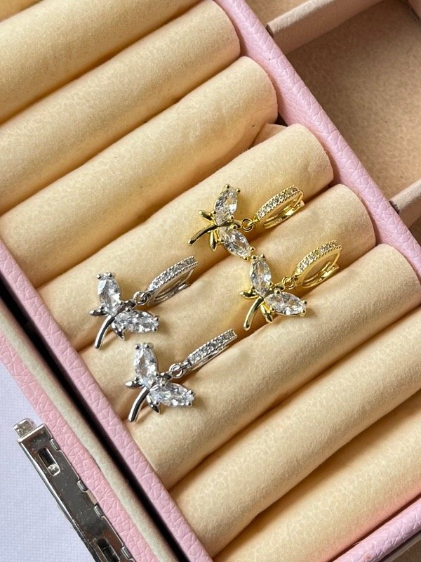 Producto - Aros colgante libélula acero quirúrgico