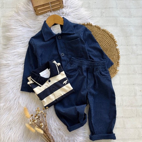 Producto - Conjunto Joaco AZUL Saco + pantalón de Corderoy