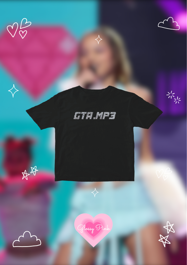 Baby Tee negra GTA glitter algodón