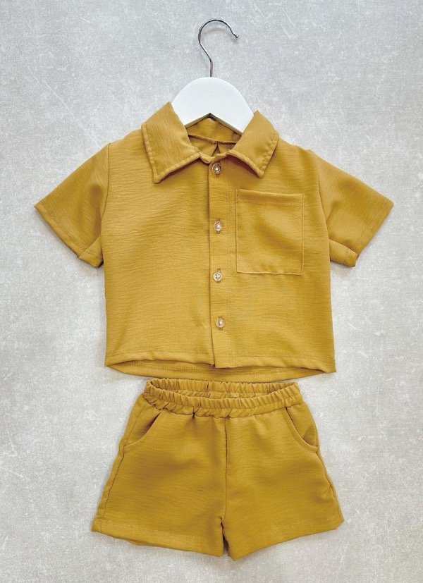Producto - CONJUNTO NILO MOSTAZA (CAMISA + SHORT)