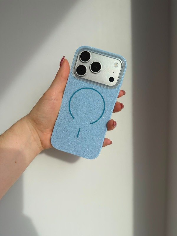 Producto - Case magsafe brillantina celeste pastel