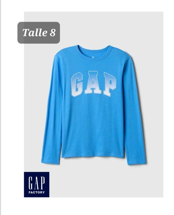 Remera manga larga gap talle 8 turqueza