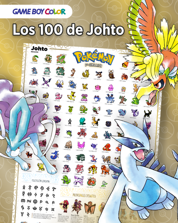 Producto - Poster / Pokémon 2da Gen. Los 100 de Johto para Nintendo GameBoy Color