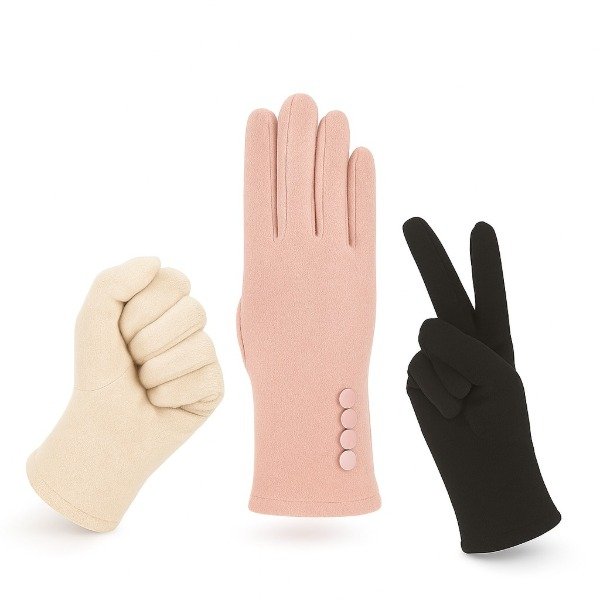 Producto - Guantes de tela Gamuzada elastizados Tactiles Abrigados