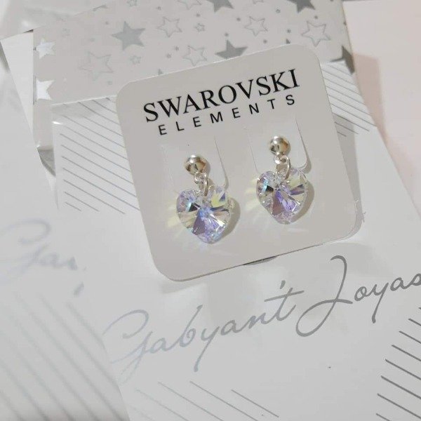 Producto - Aros de Plata 925 con cristal swarowski en forma de corazón