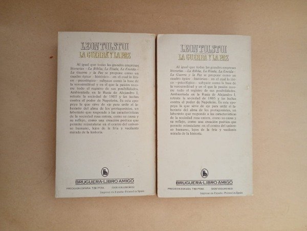Producto - La guerra y la paz - León Tolstoi - Bruguera 1981 2 vols - 1