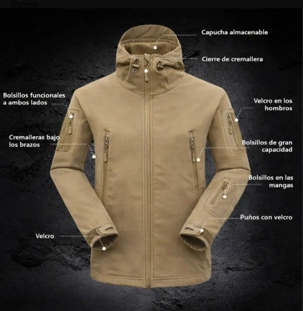 Conjunto Tactico Softshell Campera y Pantalon Camel — imagen 4