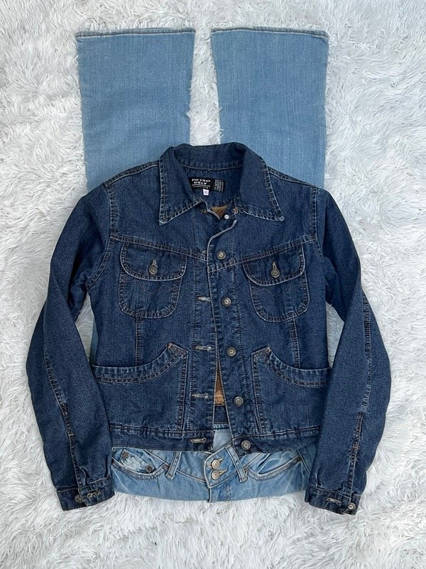 Chaqueta jeans mini pocket y2k