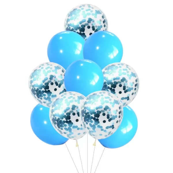 Producto - Set Blister Globos Celeste x10 con confeti + cinta