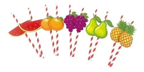 Producto - SORBETES DE POLIPAPEL DECORADO FRUTAS X 10