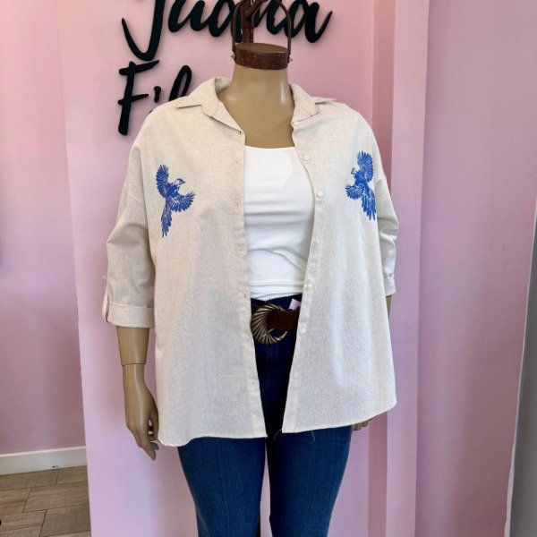 Producto - Camisa de lino ave azul 7329 - 0