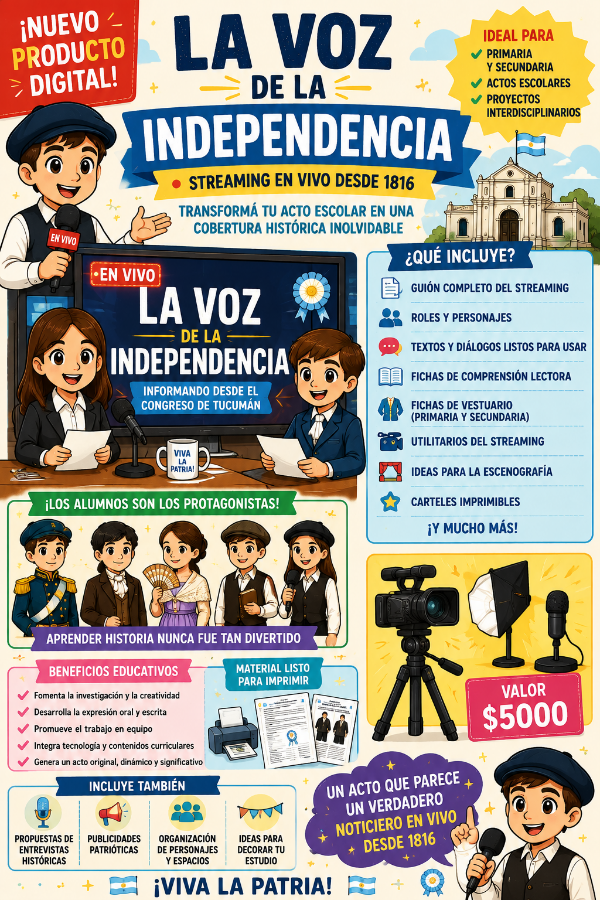Producto - "LA VOZ DE LA INDEPENDENCIA. UN STREAMING PATRIO" Primaria y Secundaria