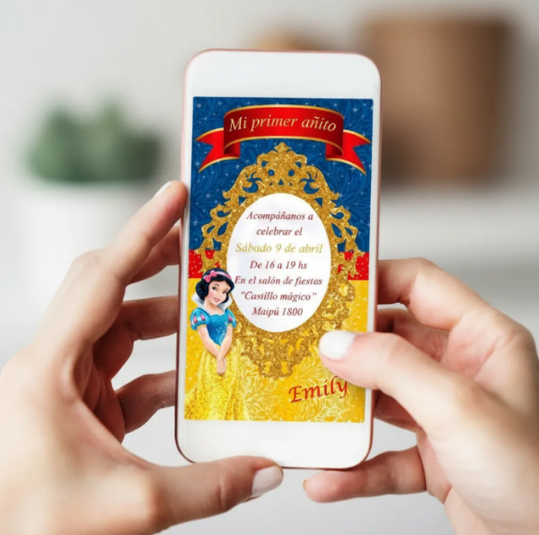 Producto - Invitación Digital Cumpleaños para Personalizar Blancanieves
