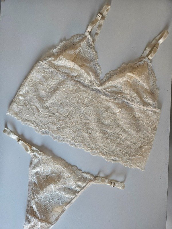 Producto - CONJUNTO TIPO TOP DE ENCAJE (EX005) BEIGE CLARO - 0