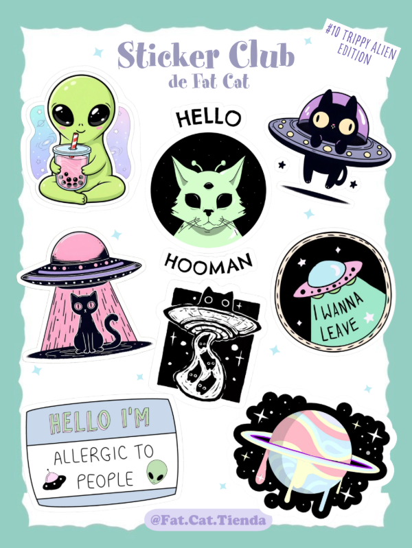 Producto - #10 Trippy Alien - Planchita de Stickers