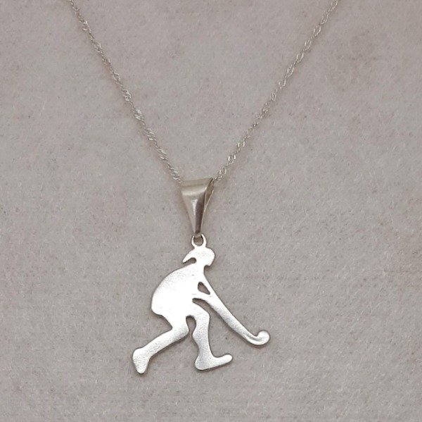 Producto - Cadena con Dije Jugador de Hockey Grande, de plata (cod891-3089)