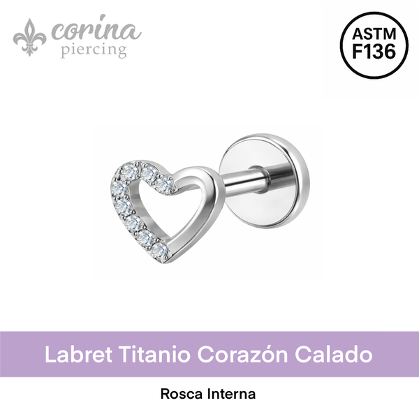 Producto - Labret Titanio Corazón Calado
