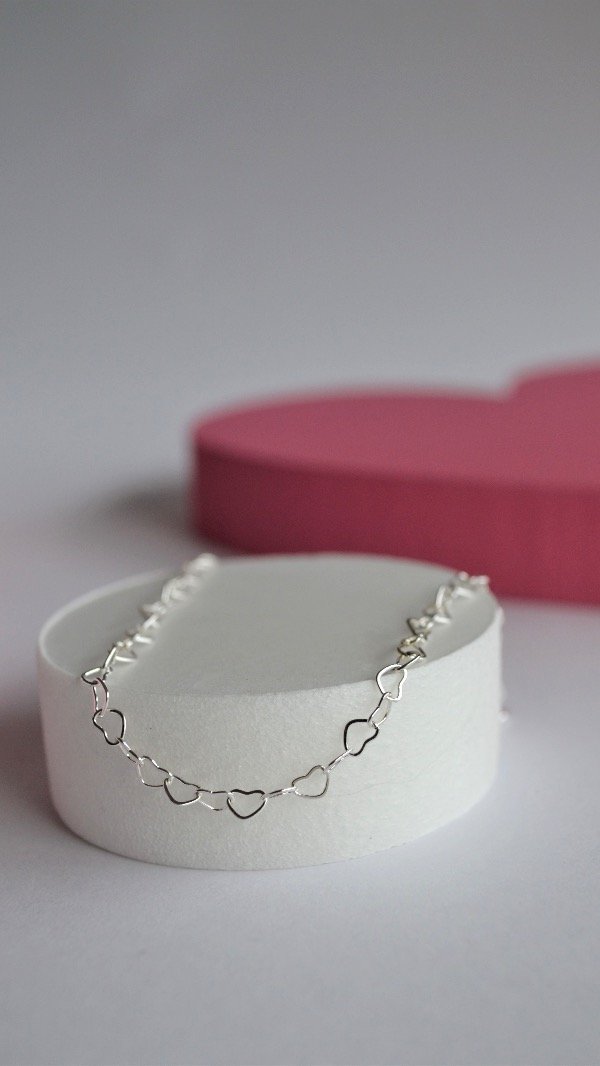 Producto - Pulsera corazones plata 925