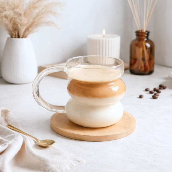 Producto - Taza De Vidrio Con Ondas Y Asa Nube 500ml Diseño Aesthetic