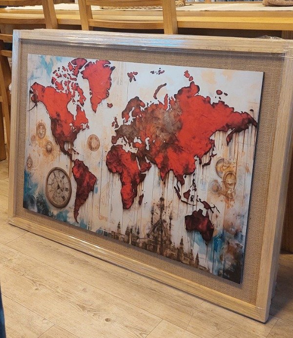 Producto - Cuadro Mapamundi Magenta 1.13mtsx74cm